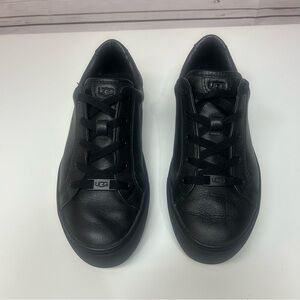 UGG Zilo Black Leather Lace Up Shoe Sneaker Women Size 8